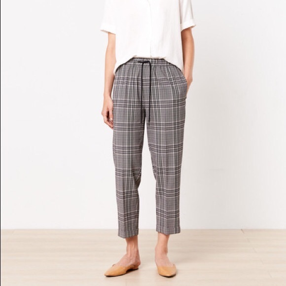 Oak and Fort Plaid Check Drawstring Trouser Pant - Picture 4 of 5